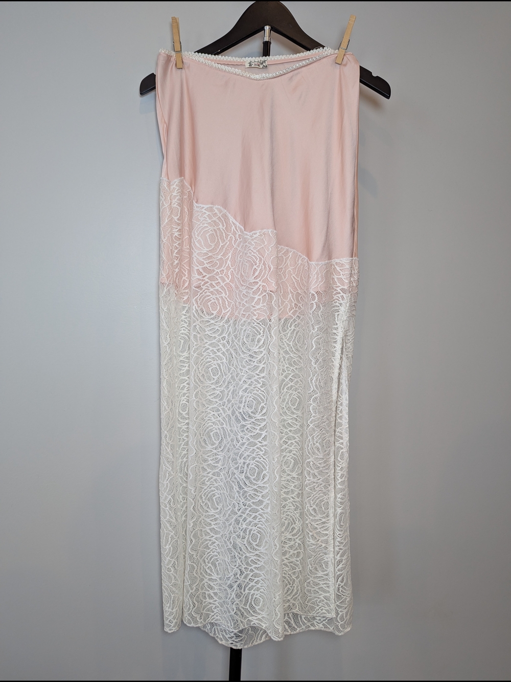 Free People Intimately Womens Size XS Maxi Slip Skirt Sheer Silky Pink Rose Lace